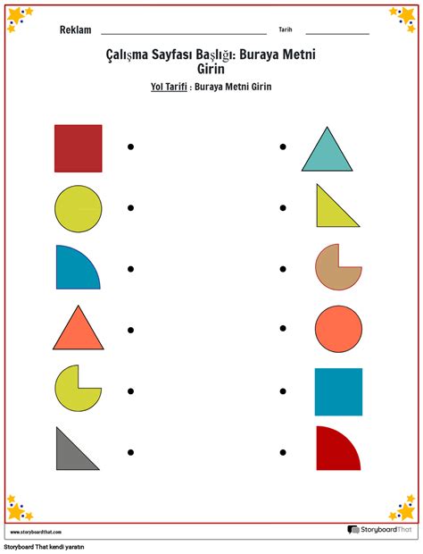 Eşleşen şekiller renk çalışma sayfası Storyboard