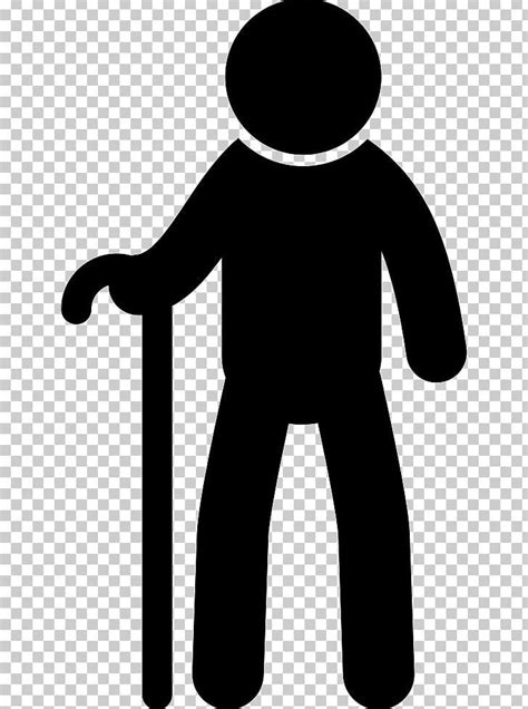 Old Age Computer Icons Walking Stick PNG - artwork, black, black and white, cane, clip art ...