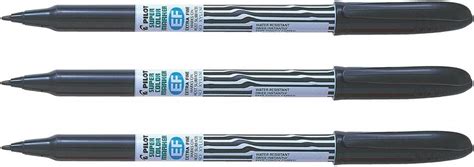 PILOT SCAN EF Permanent Marker Pens Extra Fine Fibre Tip Pack Of 3