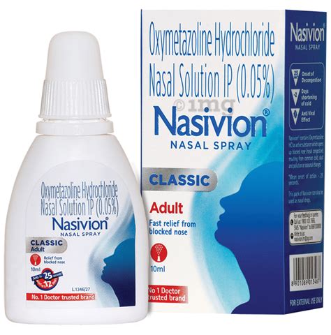 Nasivion Classic Adult 0 05 Nasal Spray Buy Bottle Of 10 Ml Nasal