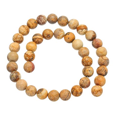 Uxcell 36 Pcs Natural Stone 10mm Picture Stone Beads Coffee Color