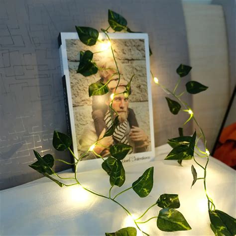 Planta Cord O Hera Folha Planta Artificial Luz Led Fio Fixo