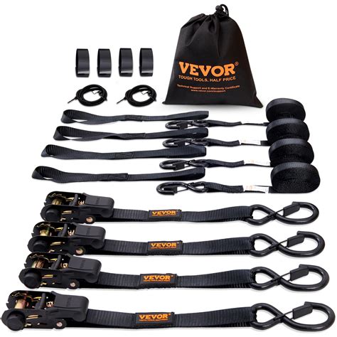 Snapklik VEVOR Ratchet Tie Down Straps 4PK 2200 Lb Break