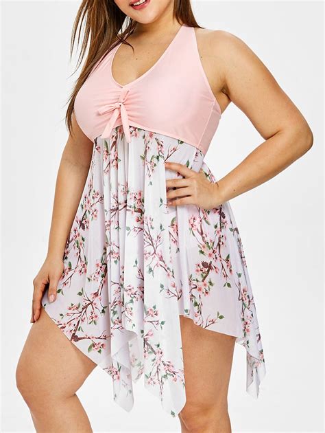 Photo Gallery Plus Size Printed Asymmetrical Tankini Sets