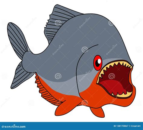 Piranha Illustration Vector Cartoon Fish Stock Vector Illustration Of