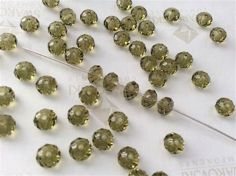 Pieces Swarovski Mm Crystal Khaki Briolette Rondelle Spacer