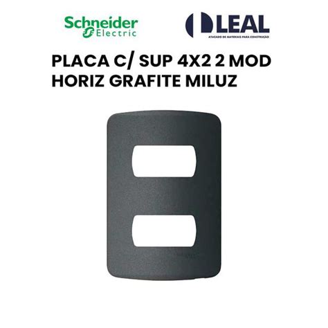 PLACA SUPORTE 4X2 2 MÓDULOS HORIZ GRAFITE MILUZ Comercial Leal