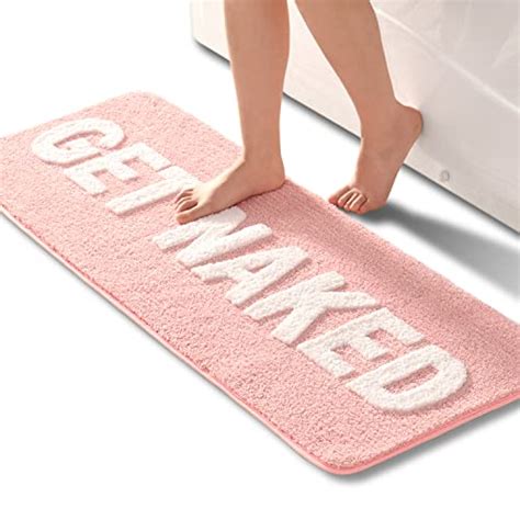 Get Naked Bath Mat Cute Pink And White Bathroom Rugs Funny Non Slip