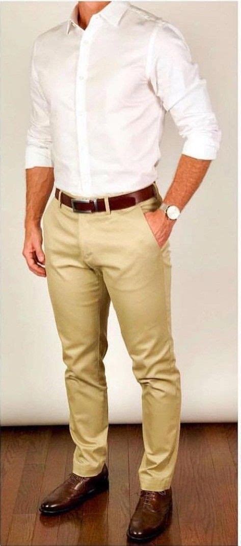 Best Combo Beige Pants Men White Shirt Men Brown Pants Men