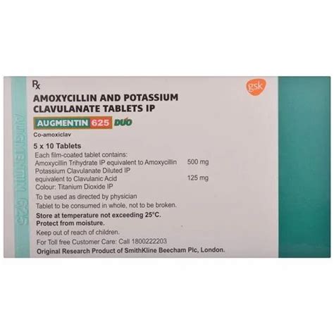 Gsk Augmentin Amoxycillin Potassium Clavulanate Tablets Ip At Rs