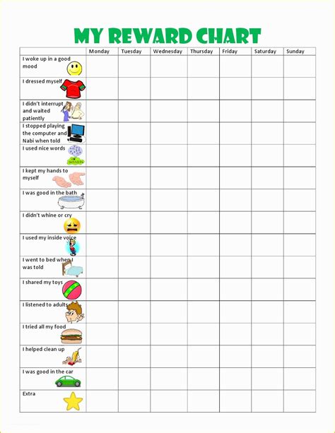 Free Behavior Chart Template Of Good Behavior Chart Printable Printable ...