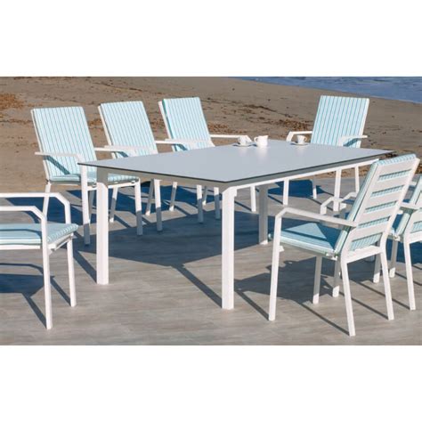 Ensemble Table Et Fauteuils De Jardin Personnes En Aluminium Et Hpl