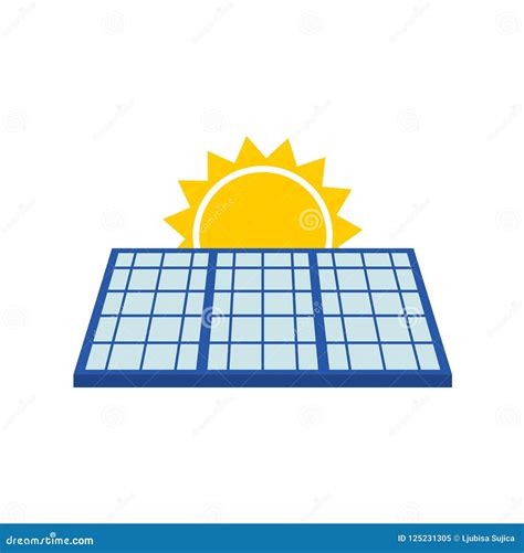 Pannello Solare Con L Icona Di Sun Illustrazione Semplice Di Vettore