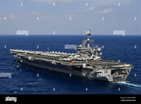 The Aircraft Carrier Uss Theodore Roosevelt Transits The Pacific Ocean