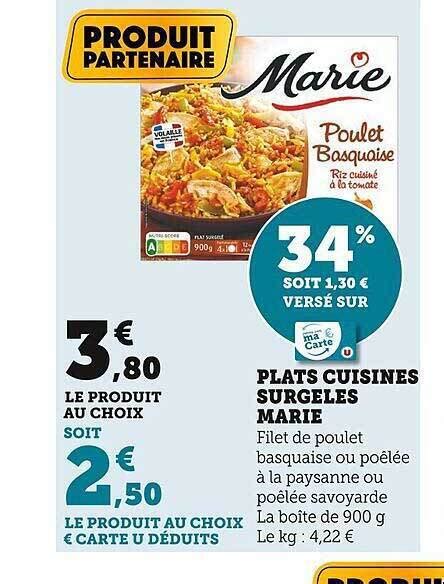 Promo Plats Cuisin S Surgel S Marie Chez U Express