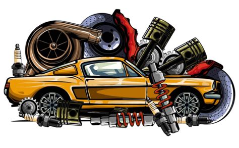 Vintage Car Parts Vector Illustration Detail Tool Transport Vector ...