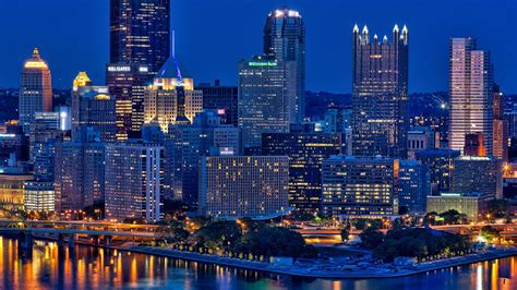 Wallpaper Pittsburgh, Pennsylvania, USA, skyscrapers, city, night ...