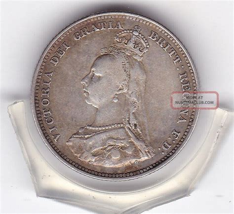 1887 Queen Victoria Sterling Silver Shilling British Coin