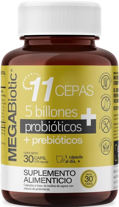 MegaBiotic Probióticos 5 Billones y 11 Cepas para 30 Días Prebióticos