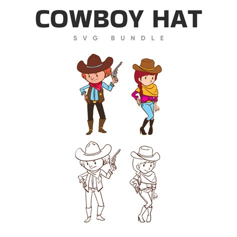 Cowboy Hat Outline SVG Designs | Master Bundles