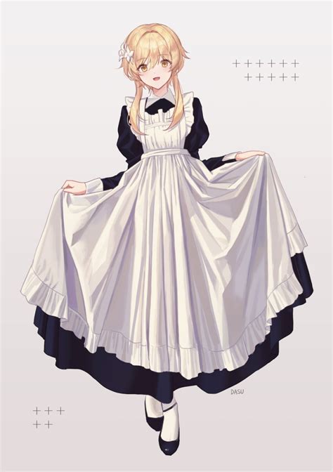 Safebooru 1girl Alternate Costume Apron Black Footwear Blonde Hair Dress Dress Lift Enmaided