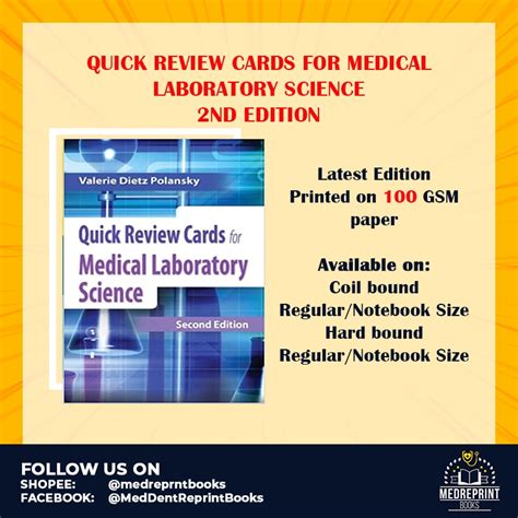 Quick Review Cards For Medical Laboratory Science 2nd Edition Shopee