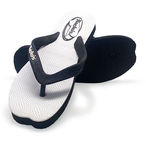 Rockos Double Pluggers Thongs Black White