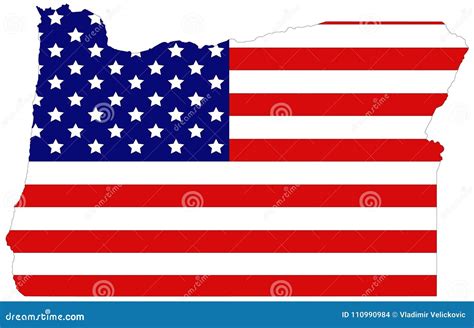 De Kaart Van Oregon Met De Vlaggenstaat Van De V S In Het Vreedzame