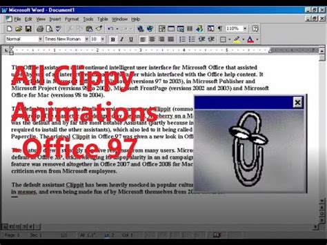 Original Clippy Animations in MS Office 97 - YouTube