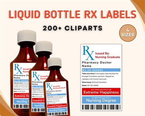 Liquid Bottle RX Labels, Printable Rx Prescription, Liquid Prescription Labels, Labels Only ...