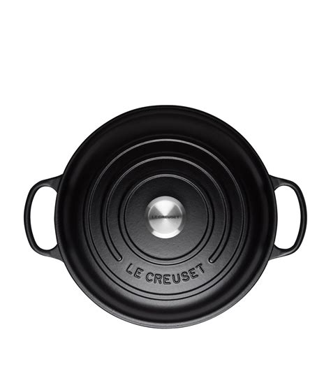 Le Creuset Black Cast Iron Shallow Round Casserole Dish Cm Harrods Uk