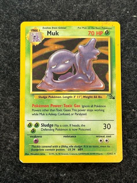 Pokémon TCG Muk Fossil 13 Holo 1999 2000 Wizards BASE Set eBay