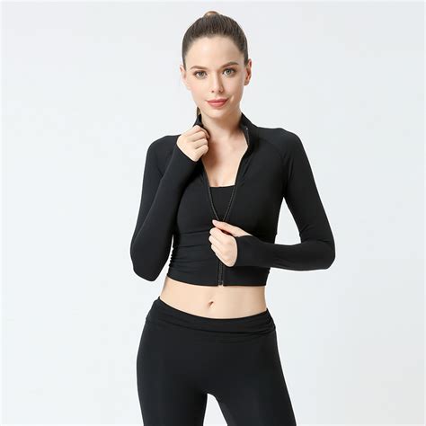 Hiworld New Nude Yoga Clothing Zip Long Sleeved Slim Thin Fitness