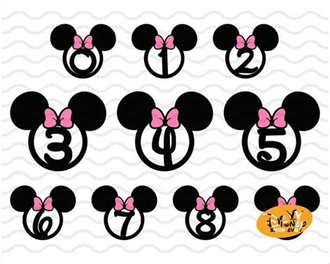 Minnie Numbers Svg Birthday Number Svg Mouse Ears Head Etsy