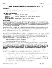 Lab Molar Mass Pdf Name Drawer Molar Mass Determination Of An