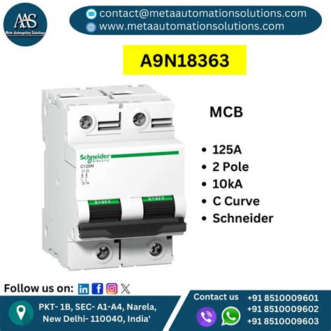 Schneider A9N18363 Acti9 C120N MCB 2P C 125A 10000A 415V 2 Pole At Rs