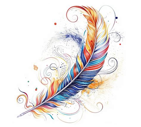 Premium Vector | A drawing of a colorful feather with swirls