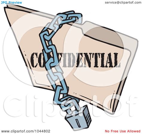 Royalty-Free (RF) Clip Art Illustration of a Cartoon Chain And Lock Over A Confidential Folder ...