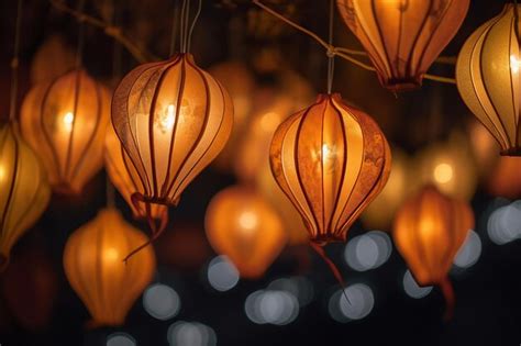 Premium AI Image A Mesmerizing Closeup Of Chinese Lanterns Emitting A