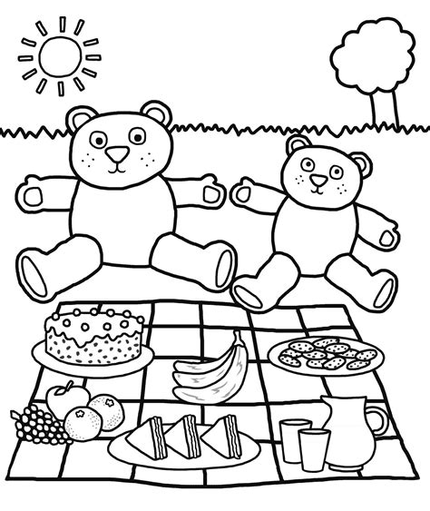 The Images of Cuddly Teddy Bears Picnic Coloring Pages for Children ...