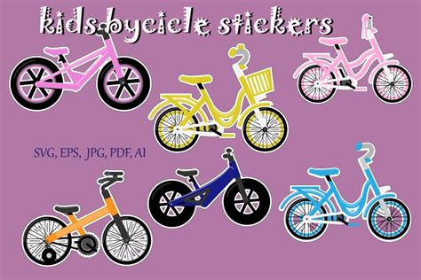 KIds Bicycle stickers pack, Bike for children,