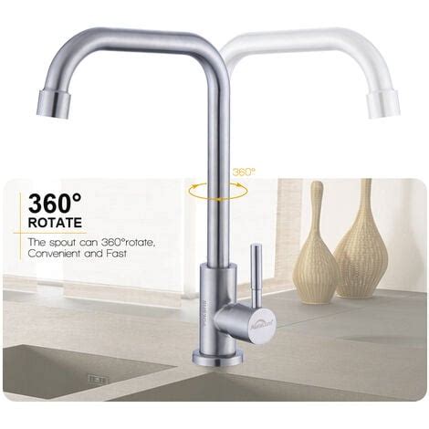 Auralum Grifo de Cocina de agua fría Solo agua fría Giratorio 360