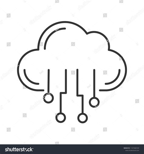 Cloud Computing Linear Icon Data Cloud Stock Vector Royalty Free