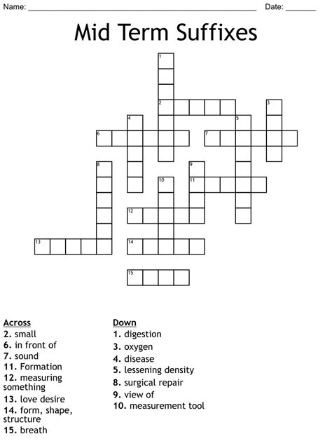 Mid Term Suffixes Crossword Wordmint