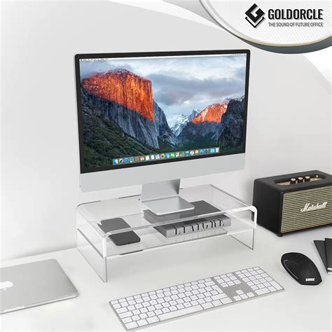 Goldorcle Tier Acrylic Monitor Stand Riser Clear Computer Monitor