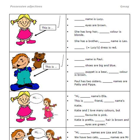 Possessive Adjectives Gap Fill