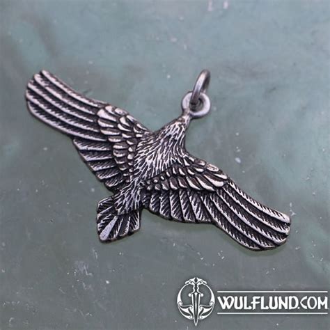 Flying Crow Raven Zinc Pendant Drakkaria Viking Pendants Amulets And