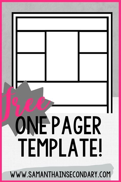 FREE One Pager Template One Pager Homeschool High School Secondary Ela - Free Printable