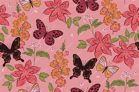 Premium Vector Seamless Pattern With Moths And Leaves Vector Graphics