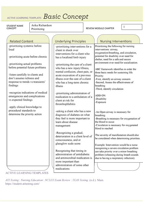 Basic Concept Remediation Peds Active Learning Templates Ati Testing